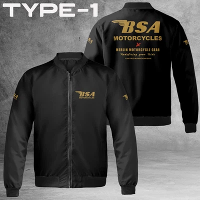 Chaqueta de bombardero unisex a prueba de viento con logotipo de Bsa Motorcycles Foto 1 de 4