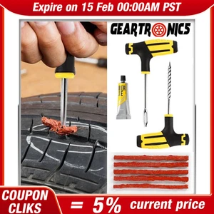 Car Tubeless Tyre Tire Puncture Repair Plug Repair Kit Needle Patch Fix Tool Set - Picture 1 of 13