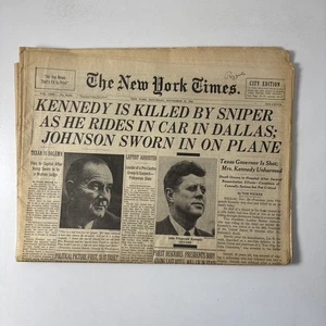 New York Times Kennedy Is Killed Nov 23 1963 ORIG NEWSPAPER COMPLETE JFK - Picture 1 of 5