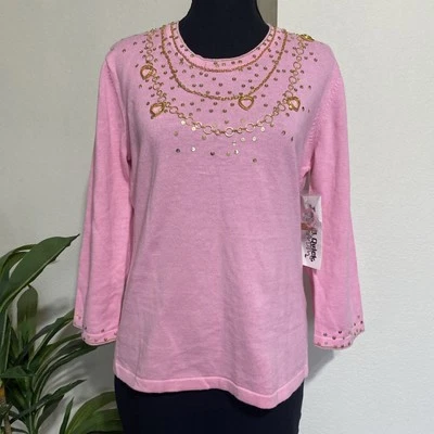 Suéter Jack B Rápido De Colección Primavera M Oro Rosa Lentejuelas Corazones Adornado Pascua Nuevo con Etiquetas Foto 1 de 4