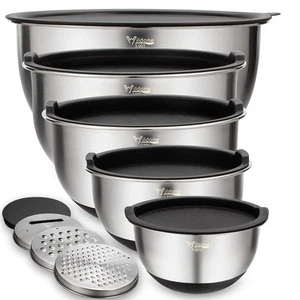 Mixing Bowls with Lids Set, 5PCS Stainless Steel Nesting Bowls with 3 Grater ... - Picture 1 of 7