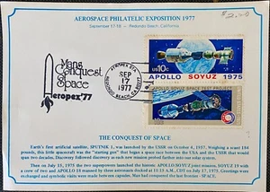 Aeropex ’77 Man’s Conquest of Space Souvenir Card w/ US 1569a, FREE Shipping! - Picture 1 of 2
