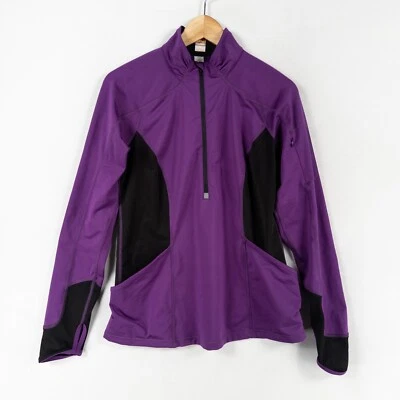 Lucy Tech Top Medium 1/2 Zip Purple Black Side Mesh Panels Pockets Long Sleeve - Image 1 of 4