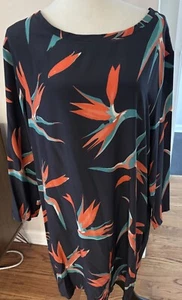 Sorelle Secli Women’s Long Sleeve Floral Print Silk Tunic Dress Size IT 50-US 14 - Picture 1 of 9