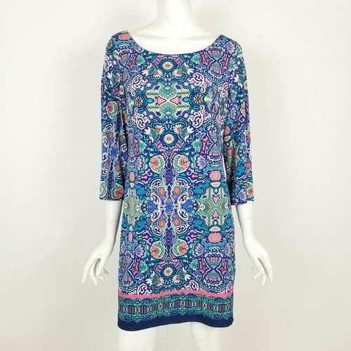 VETEMENTS Abito Lavanderia Shelli Segal Cambio Donna Taglia Media Blu Verde Floreale Paisley