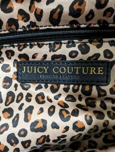 Juicy Couture schwarze Damen-Ledertasche mit Leopardendruck Innenraum - Bild 1 von 18