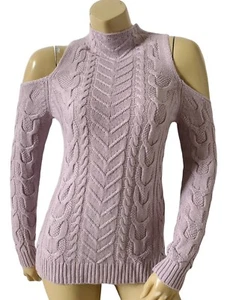 NEW YORK & COMPANY Womens Size XS Purple Acrylic Cold Shoulder Mock Neck Sweater - Picture 1 of 7