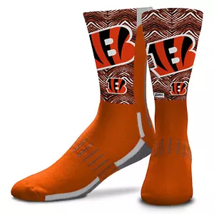 Zubaz X FBF NFL Adult Unisex Cincinnati Bengals Phenom Curve Crew Socks - Picture 1 of 1