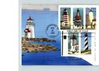 LIGHTHOUSES, 5 Different stamps, Hand Painted Card First Day of Issue