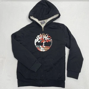 Timberland Boys' Sherpa Lined Fleece Full Zip Hoodie Camo Tree Black Size XL "7" - Picture 1 of 11