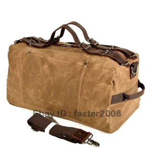 Para hombres Militar Cera al Aceite Cuero Lona Bolso de Hombro Deportes al Aire Libre Bolso de Viaje - Imagen 1 de 12
