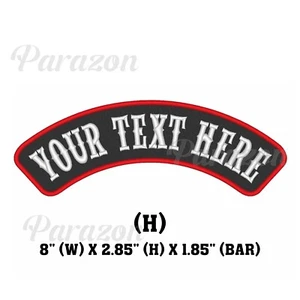 Custom Embroidered Top Rocker Motorcycle Biker Name Tag Sew on Patch 8" (H) - Picture 1 of 12