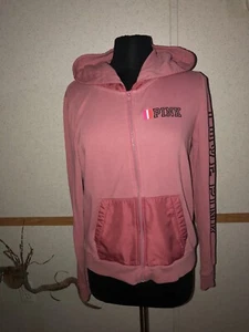 Pink Logo Front Full Zip Hoodie Victorias Secret PINK Size Large  - Picture 1 of 13