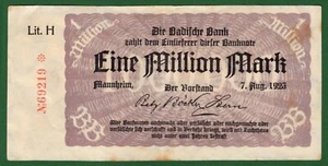 #36201 MANNHEIM Alemania 1923. Billete de emergencia local 1000000 marcos (lit.H) - Imagen 1 de 2