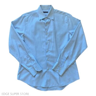 Camisa de vestir Sisley azul claro a rayas de algodón manga larga con botones talla M Foto 1 de 4