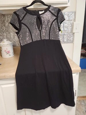 Vestido Carmen Marc Valvo Pequeño Negro Funda Cóctel Formal Negro M  Foto 1 de 4
