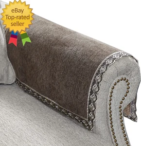 Couch Arm Covers,Non-Slip Lace Sofa Arm Covers Set of 2 Washable Sofa Armrests C - Picture 1 of 12