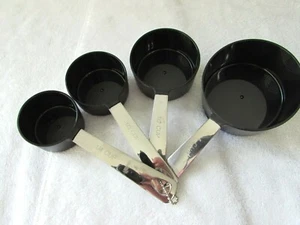 Tazas medidoras Oneida asas de acero inoxidable negras 1/4 1/3 1/2 1 taza aparatos de cocina - Imagen 1 de 6