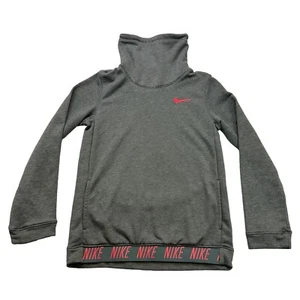 Nike Sweatshirt Youth Girls XL Gray Pink Cowl Neck Long Sleeve Pullover - Picture 1 of 12