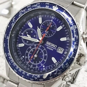 Seiko Flightmaster Pilot 7T92-0CF0 Quartz Chronograph Blue Men's watch Used - Picture 1 of 4