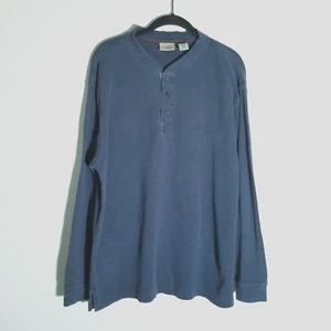 LL Bean Shirt Herren Größe Large Blau Thermo Waffelstrick Henley Pullover Baumwolle - Bild 1 von 9