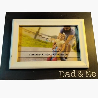 Dad and Me Wooden Picture Frame Fathers Day 6x4 Landscape Matted Black Gold - Image 1 of 4
