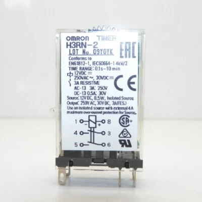 Omron H3RN Series 12VDC Ultra-Slim Timer for G2R Relay Socket H3RN-2 DC12 - Image 1 of 3