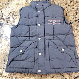 Size L Cowboy Hardware Boys Youth Puff Vest COWBOY TO THE CORE Grey Full Zip CN - Picture 1 of 10
