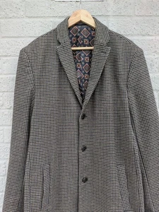 Next Nova Fides Italian Fabric Large Houndtooth Tweed Overcoat - Picture 1 of 19