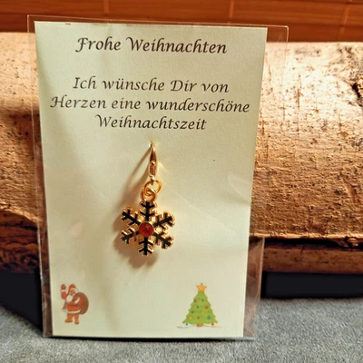 Weihnachtlicher Emaille Anhänger Schneeflocke Charm Bettelarmband Tasche - Bild 1 von 2