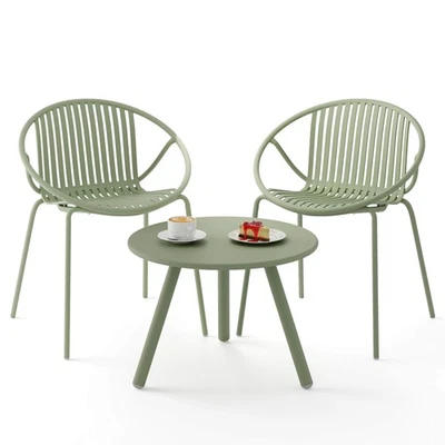 3 Pieces Bistro Set All Weather PP Patio Conversation Set w/ Round Coffee table - Image 1 of 4