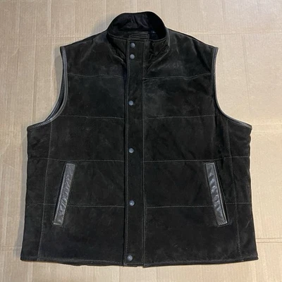 Chaleco de Cuero Roundtree Yorke Marrón Chocolate Gamuza Acolchado Abrigo Sin Mangas Talla XL Foto 1 de 4