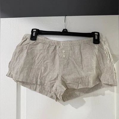 Brandy Melville pinstripe lounge pajama shorts - beige and white NWT - Image 1 of 4