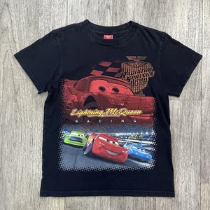 Camisa Vintage Disney Cars Niños Talla Mediana Negra Rayo McQueen Racing - Imagen 1 de 8