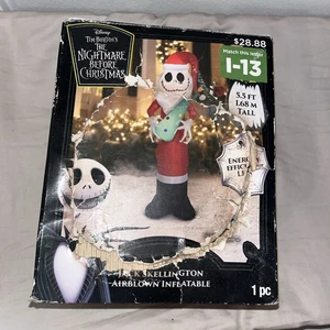 NIGHTMARE BEFORE CHRISTMAS Santa Jack Skellington Inflatable w Tree 5.5 Ft Rare  - Picture 1 of 7