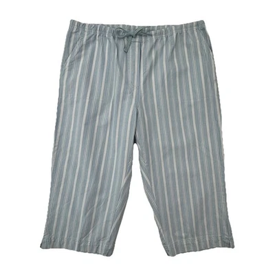Mountain Lake Women’s Capri Pants PXL Blue White Striped 100% Cotton Drawstring - Image 1 of 4