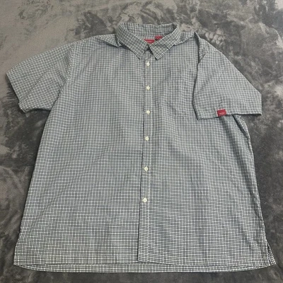 Camisa Mossimo Manga Corta Azul Verde Mini Cuadros Talla XL Completa Con Botones Foto 1 de 4