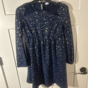Gorgeous Girls Blue Dress With Stars And Universe Designs In Gold! Unique! Sz 10 - Picture 1 of 10