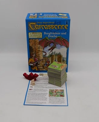Carcassonne Burgfräulein und Drache Hans im Glück Familienspiel altes Layout - Bild 1 von 4