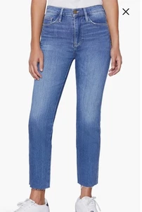 FRAME Le Sylvie Slender Straight High Waist Raw Hem Crop Jeans 32 - Picture 1 of 20