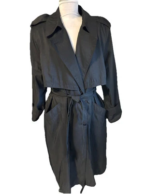 Forecaster of Boston Black Double Breasted Trenchcoat Rain Coat Size 20 READ - Image 1 of 4