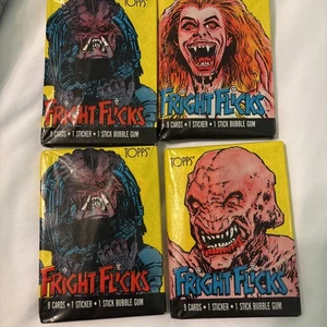 VINTAGE 1988 TOPPS FRIGHT FLICKS TRADING CARDS FOUR SEALED PACK Rare Horror - Picture 1 of 2