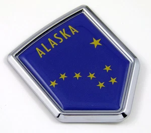 Alaska USA State Flag Car Chrome Emblem Decal Sticker cars bikes laptop boats - Bild 1 von 2