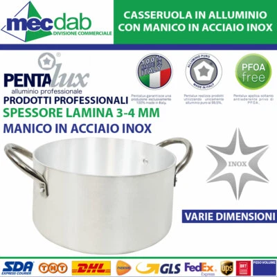 Casseruola Cilindrica In Alluminio Con Maniglie In Acciaio Vari Ø Pentalux - Immagine 1 di 2