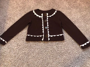 Girls Baby GAP Brown and White Button Scalloped Jacket Size 5T - Picture 1 of 3