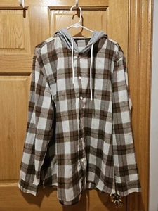 PacSun Hooded Flannel Plaid Shirt Vintage Rare Mens XL - Picture 1 of 2