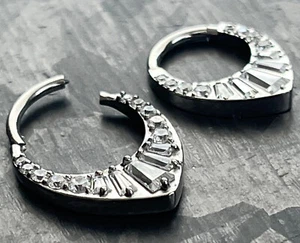 1 pieza Grand Tiara circonita cúbica gemas segmento anillo acero tabique aro hélice Daith - Imagen 1 de 8