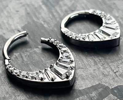 1 pieza Grand Tiara circonita cúbica gemas segmento anillo acero tabique aro hélice Daith Foto 1 de 4