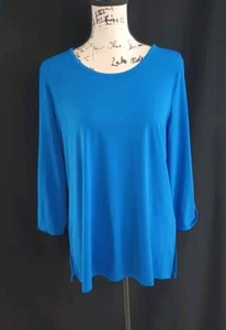 Susan Graver Everyday blaues Strick Top Bluse Gr. M offene Ärmel z85 - Bild 1 von 13