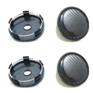 4Pcs Carbon Fiber Look Black Car Auto Wheel Hub Center Caps Cover 60MM Plastic - Picture 1 of 8